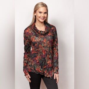 Snoskins crinkle cowl neck top